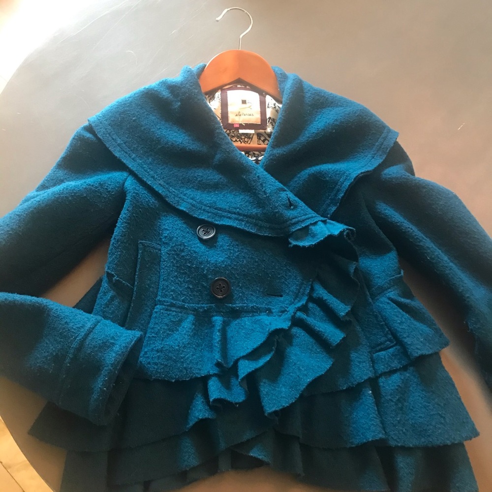 Anthropologie blue coat size 0